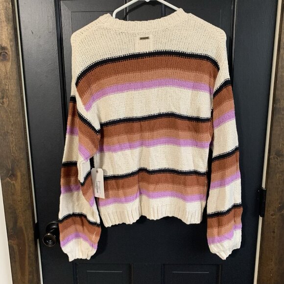 NWT Billabong Seeing Double Multicolored Crewneck Striped Sweater Size Medium - Picture 8 of 13
